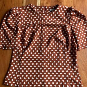 “Eva Mendes” New York & Company Brown Polka Dot Blouse